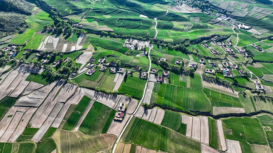 好風光！俯瞰祁連山下小村落【5】