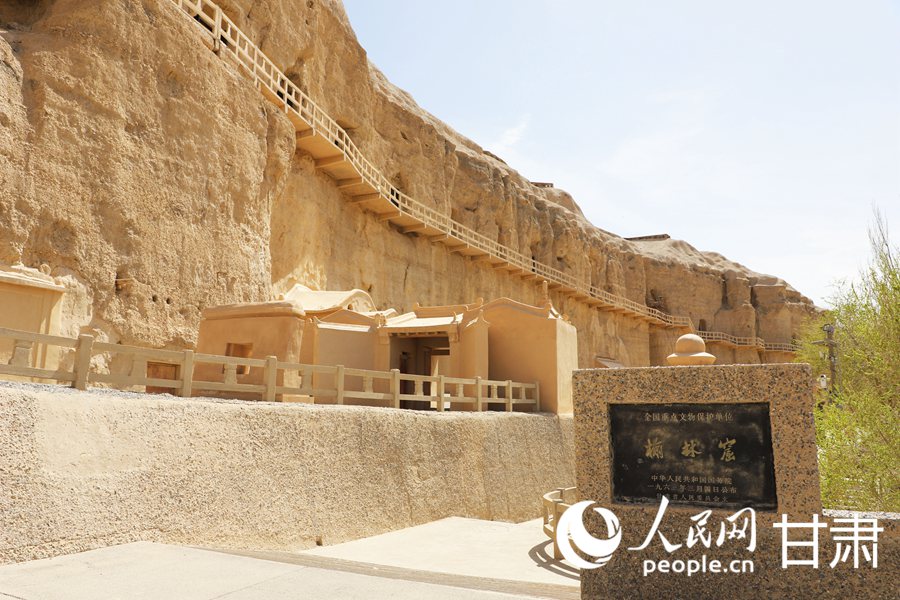 春意盎然的榆林窟。人民網記者 王文嘉攝