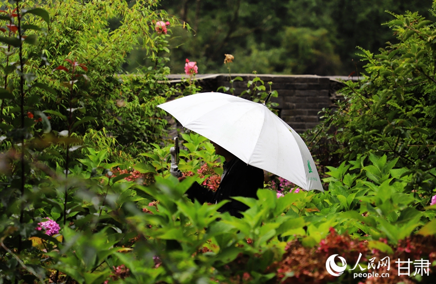 王超通過直播向網友介紹民宿環境。人民網記者 邵蘭攝