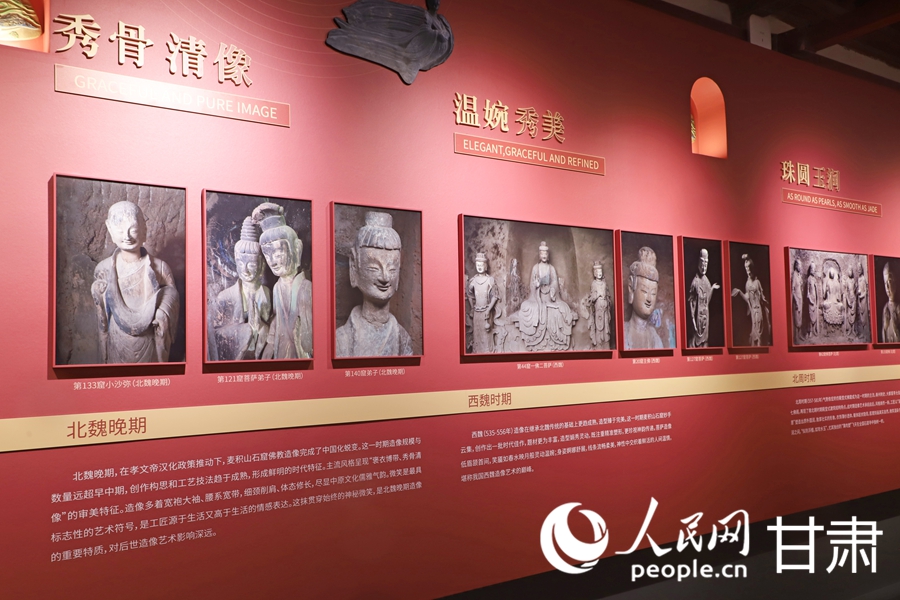 不同時期的麥積山造像特點。人民網記者 米媛攝